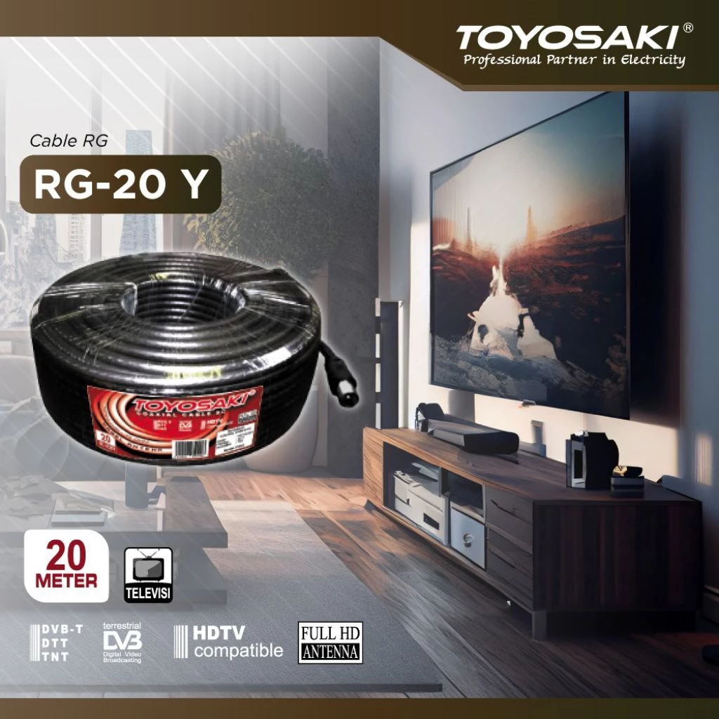 TOYOSAKI KABEL ANTENA TV DIGITAL 20 YARD