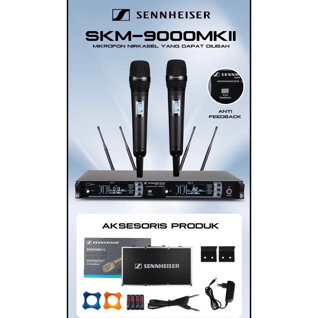 mic wireless Sennheiser skm-9000MKII UHF 4 antena plus koper alumunium NEW