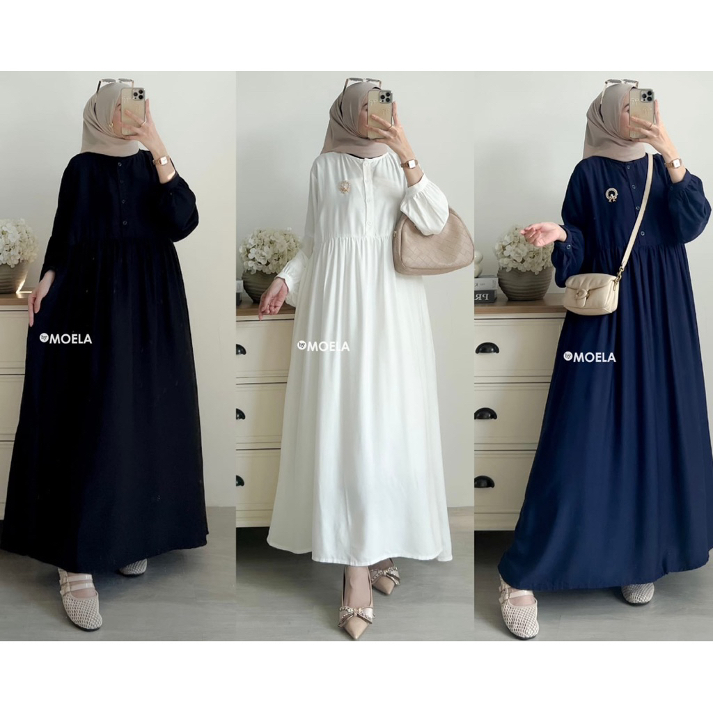 Silnia Midi Dress Original Moela Gamis Midi Silnia Moela Gamis Katun Rayon Premium