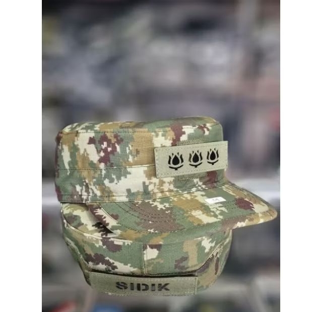 patch nama dan pangkat laser topi pet pdl sage green papan nama laser terbaru