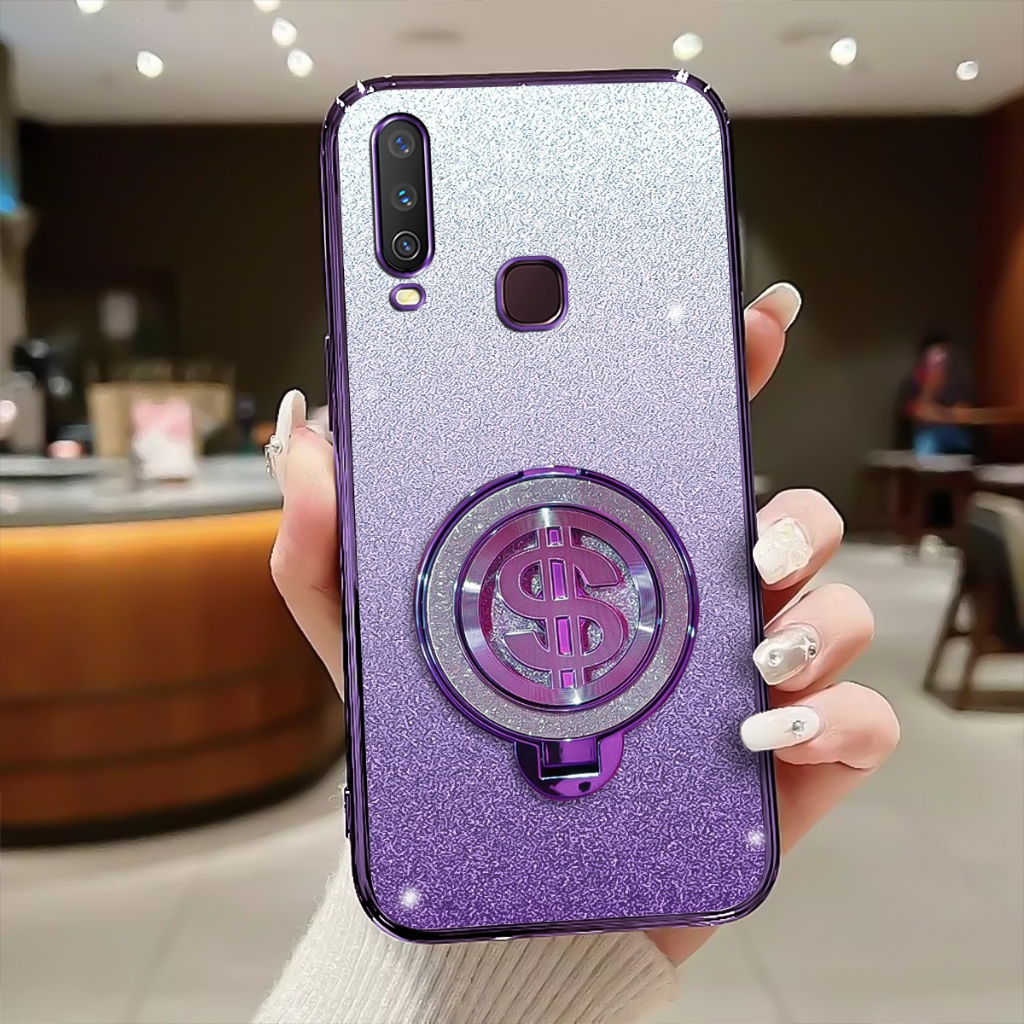 Case Terbaru Vivo Y12, Y15, Y17 Softcase With Kick Stand Luxury Glitter