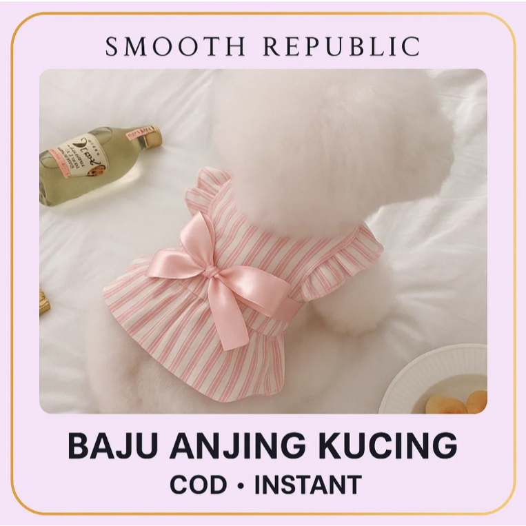 Dress Pink Anjing Kucing - Dress Lucu Anjing - Dress Pink Pet - Baju Santai Anjing Kucing - Pet Shop