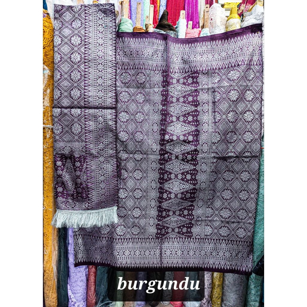 kain songket palembang tenun mesin harga termurah sarung tambah selendang