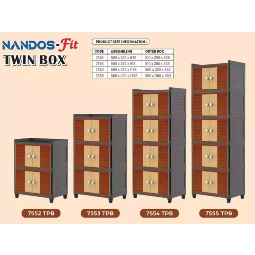 LEMARI  PLASTIK NAIBA NANDOS TWIN BOX 4 SUSUN 5 SUSUN