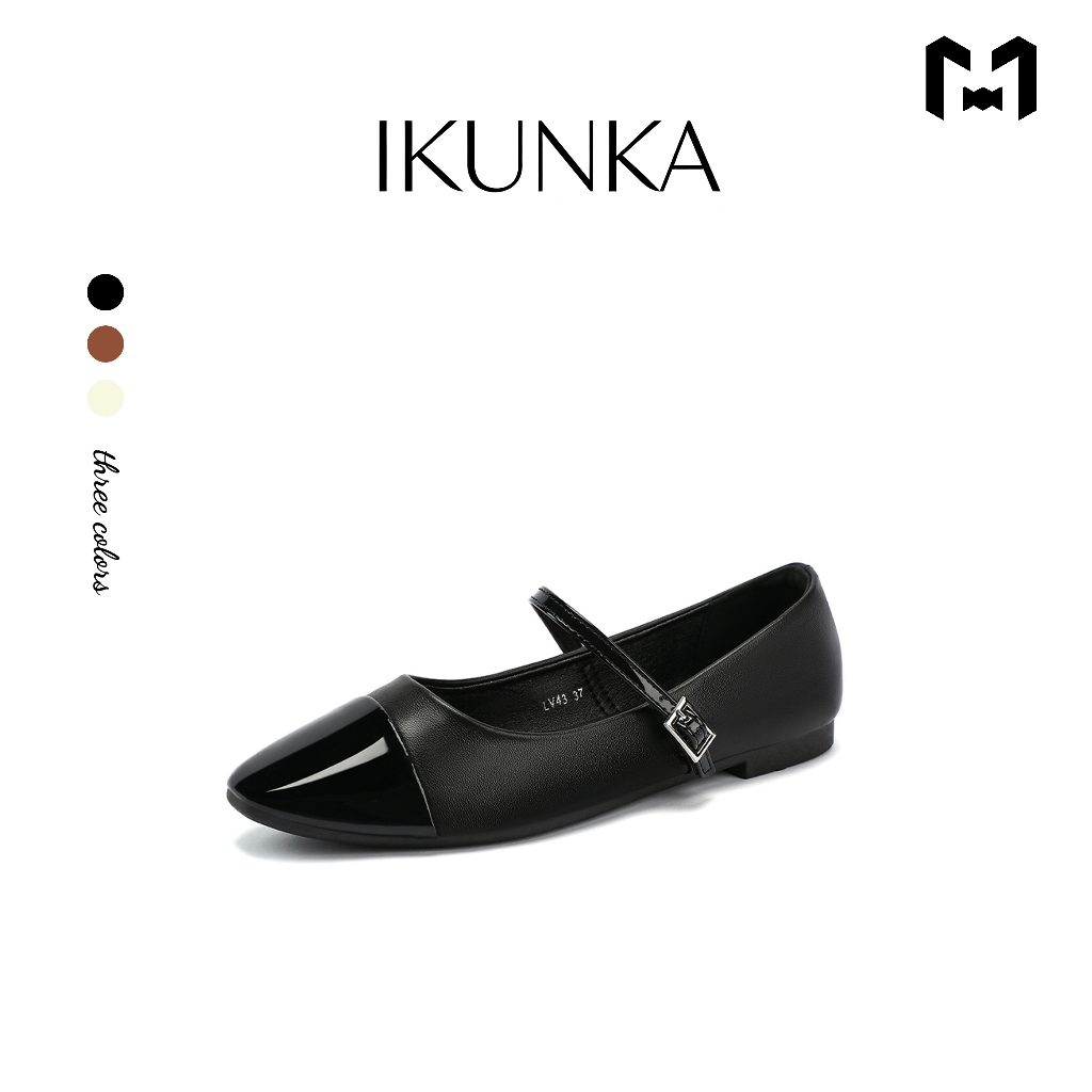 IKUNKA Sepatu Flat Shoes Wanita Mary Jane  Sepatu Kerja Wanita Mules Sepatu Wanita Heels Indah LV43
