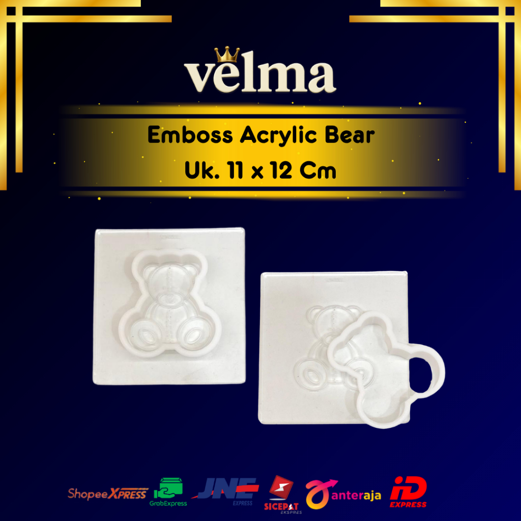 Emboss Acrylic Bear Uk. 11 x 12 Cm