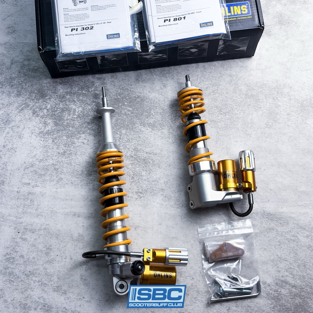 Shock Depan Belakang Ohlins Tabung PI 302 & PI 801 Preload Original Vespa Sprint Primavera Iget