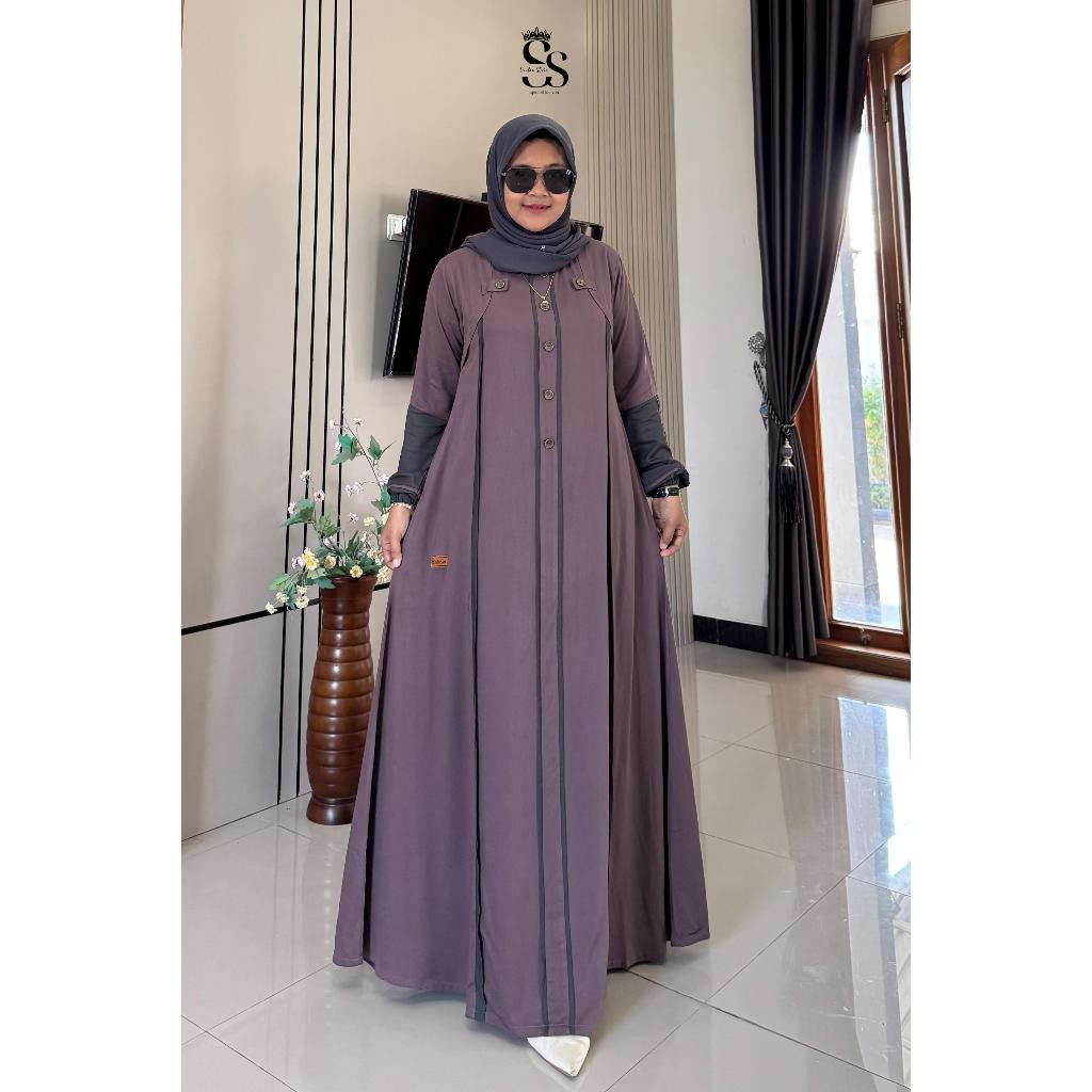 DRess Taupe Saulin Store Dress Bahan Rayon Twill Uniqlo