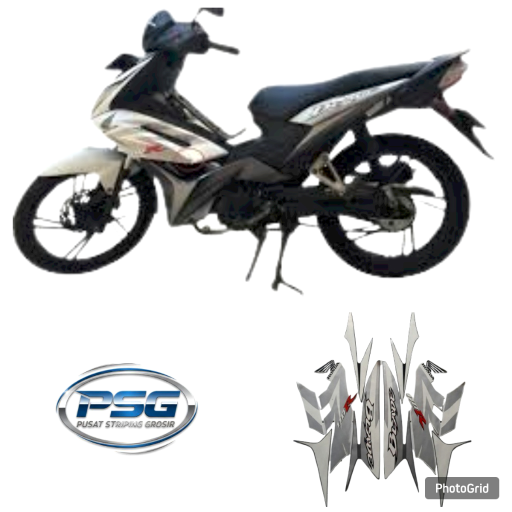 STICKER STRIPING BODY MOTOR HONDA BLADE 110R 2009 2010 PUTIH-SILVER