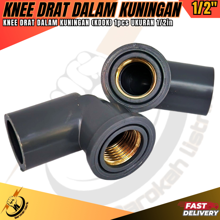 Elbow Drat Dalam Kuningan 1/2" / KDDK Knee Drat Dalam Kuningan 1/2 inch Fitting Pipa PVC Keni Drat D