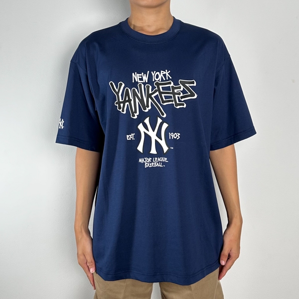 Kaos MLB NY YANKEES MULTI LOGO MAJOR LEAGUE WHITE NAVY TSHIRT 100% ORIGINAL