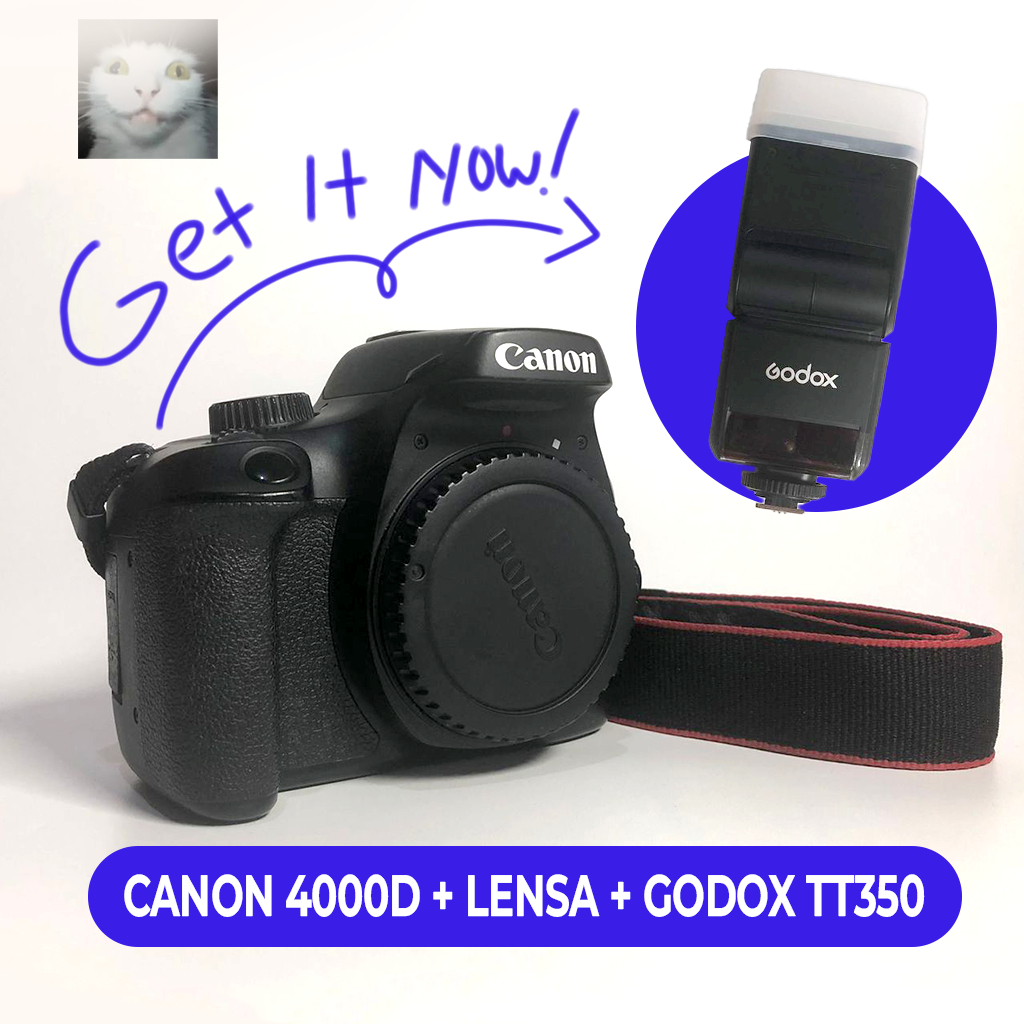 Kamera  Canon 4000D + Lensa  EFS 18-55mm + Godox TT350, second