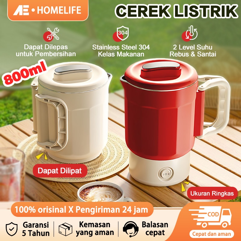 AE 800 MLTeko Listrik Lipat PortableTeko Air Panas Kettle Listrik Mini 304Multi Fungsi Rebus Air Mie