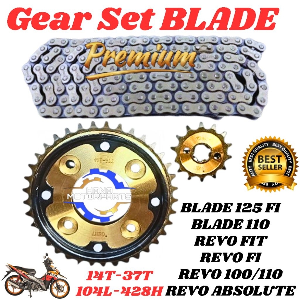 GEAR SET BLADE NEW GIR PAKET BLADE 125 FI REVO FIT MOTOR REVK FI REVO 100 110 REVO ABSOLUTE GOLD