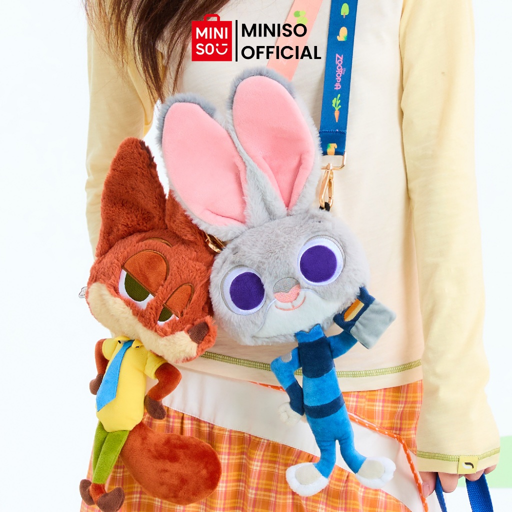MINISO X Disney Zootopia Collection Plush Crossbody Bag Tas Selempang Karakter Zootopia Lucu Tas Ana