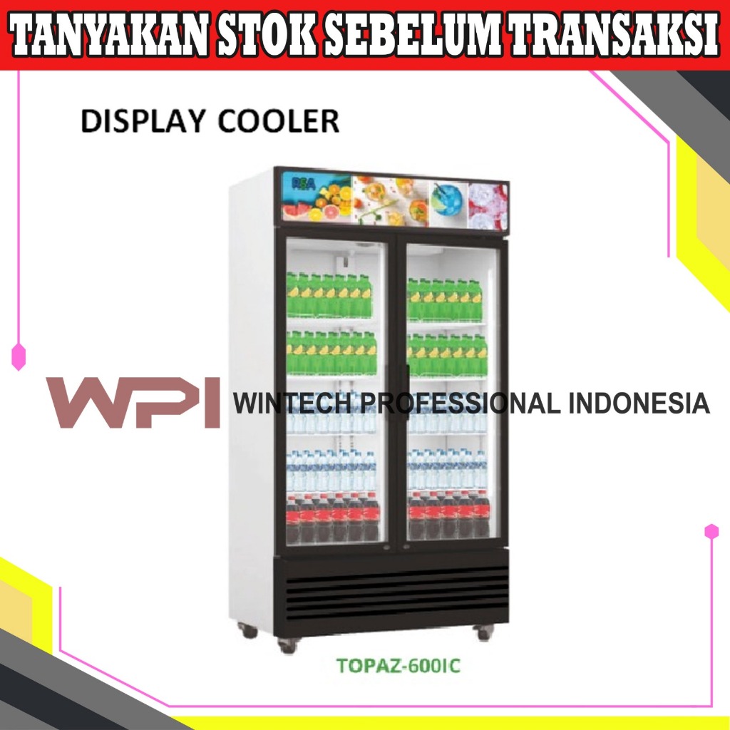 RSA TOPAZ-600IC Showcase 2 Pintu Display Cooler Lemari Kaca Pendingin Minuman Kapasitas 8 Rak - Kulk