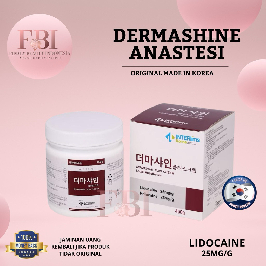 Cream Anastesi Dermashine Lido Caine Sulam Alis Bibir Tato Krim Kebas Laser