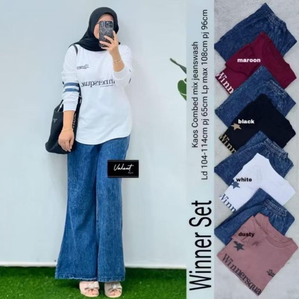 SETELAN JEANS CUTBRAY WANITA , ATASAN COMBED 24S LENGAN JEANS, CELANA KULOT CUTBRAY, SETELAN WANITA 