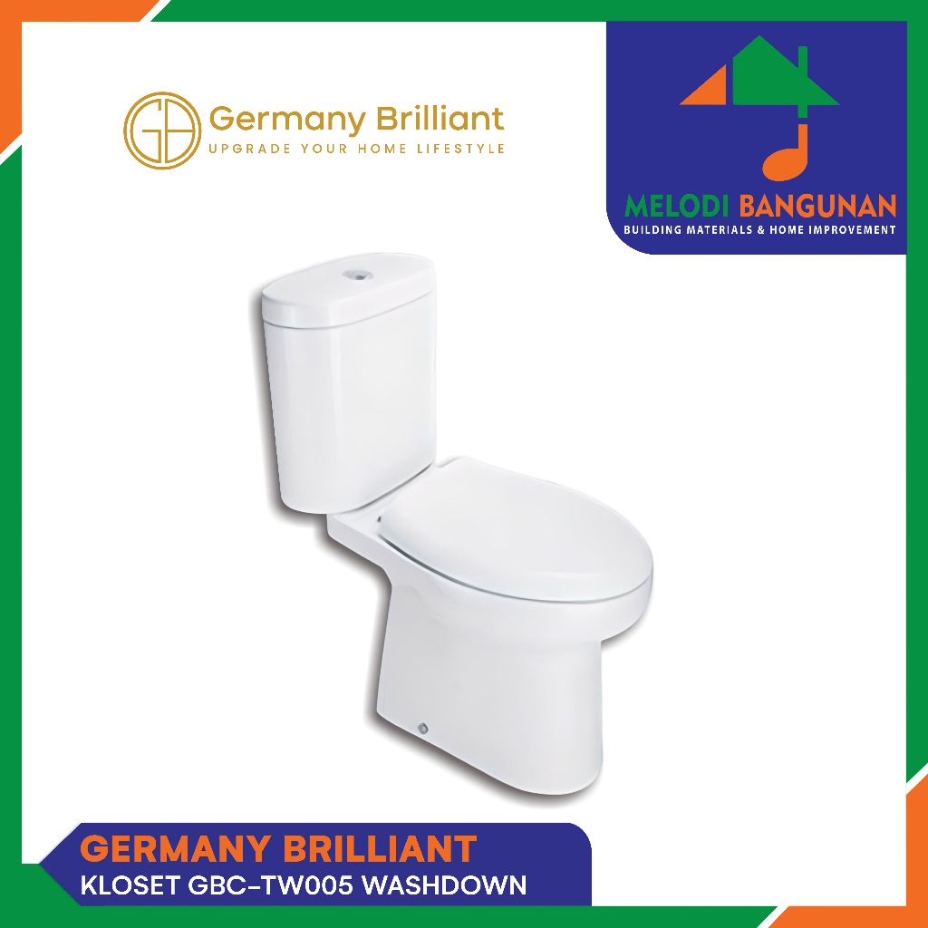 Germany Brilliant - Closet + Kloset + Toilet Duduk GBC TW005 Two Piece Dual Flush Soft Close Wash Do