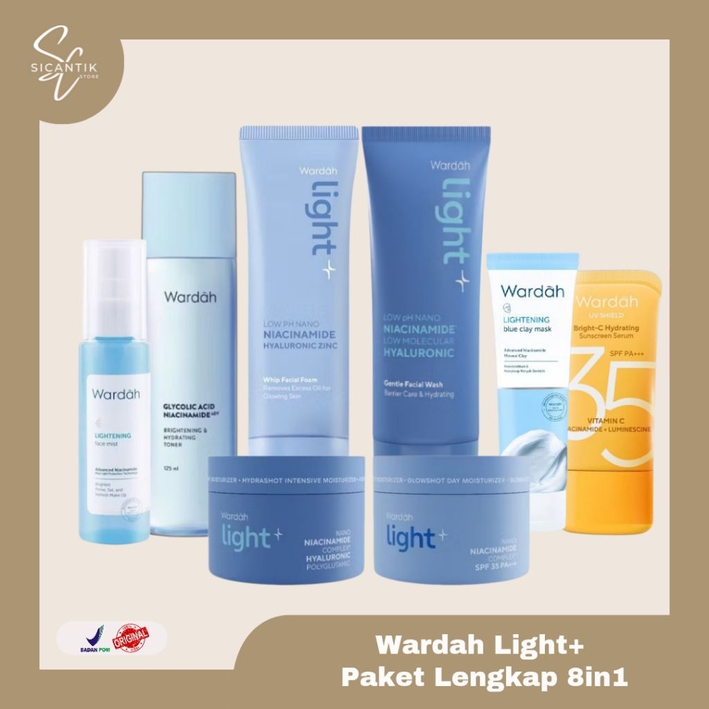 Skincare Wardah 1 Set Lengkap isi 8 Pcs | Wardah Lightening Paket Lengkap | Wardah Whip Facial Foam 