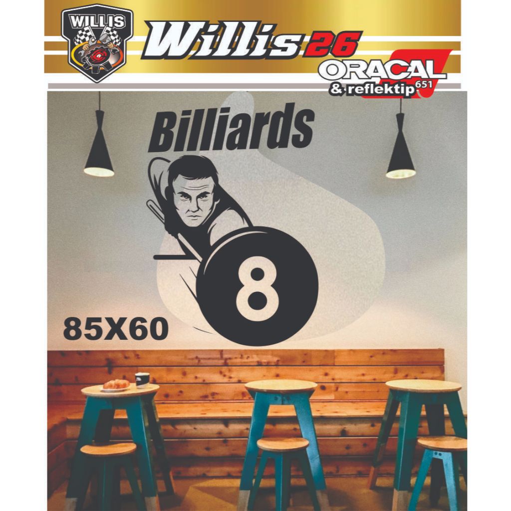 Stiker Billiard Wallsticker Dekorasi Dinding Kaca Bola Billiart Nine Ball WG