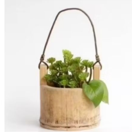 pot bunga gantung bambu alami