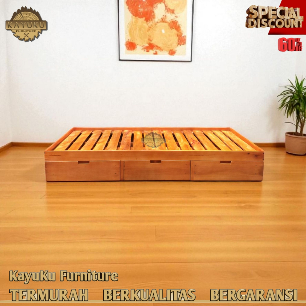 KayuKu Furniture Divan Kayu laci Divan kayu minimalis Ranjang kayu Ranjang matras 02