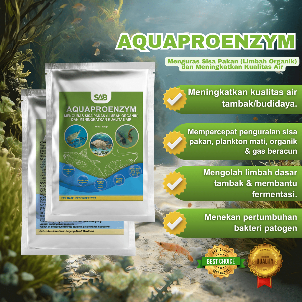 AQUAPROENZYM 100gr - Probiotik Bakteri Enzim utk Bioflok Ikan Udang dll - AQUAPROENZYM Probiotik