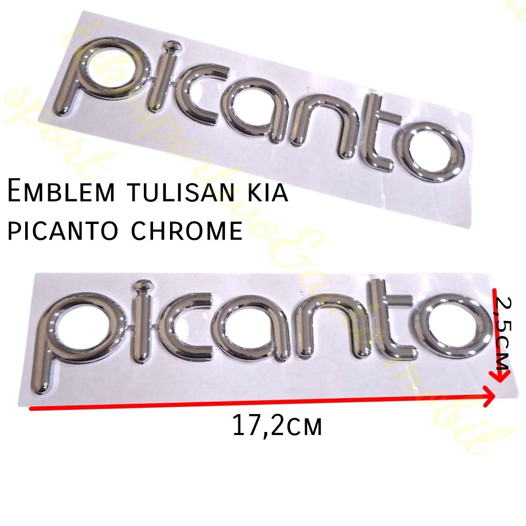 EMBLEM LOGO TULISAN BAGASI KIA PICANTO CHROME PICANTO