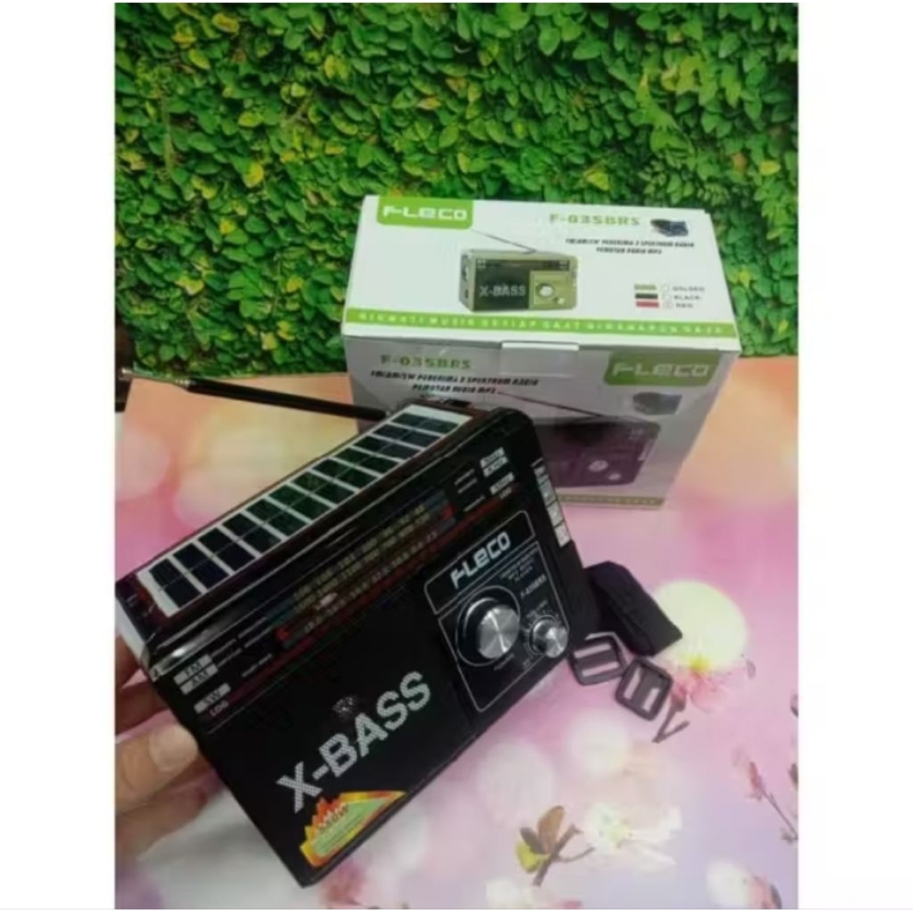 f-035 brs fleco radio panel solar FM AM SW radio tenaga surya dan cass pemutar audio mp3 aux in