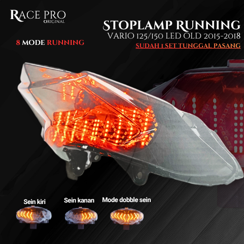 1 SET LAMPU BELAKANG VARIO 1251/150 LED OLD 2015-2018 STOPLAMP RUNNING RACEPRO 8 MODE MANUAL VARIO