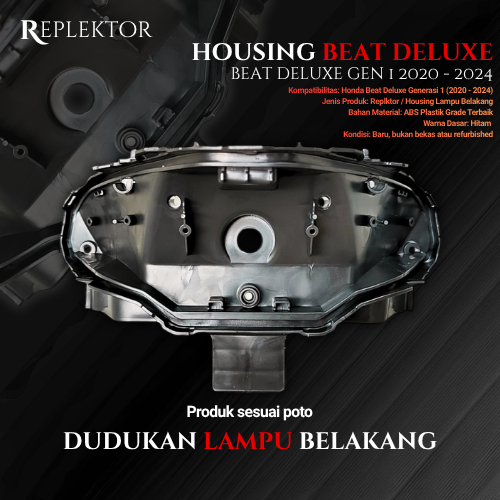HOUSING LAMPU BELAKANG BEAT DELUXE GEN 1 2021-2023 DUDUKAN LAMPU BELAKANG BAHAN ABS WARNA HITAM HOSI