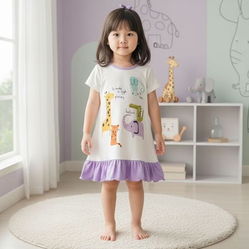 Leeva - Daster/dress anak perempuan animals series 3-6th