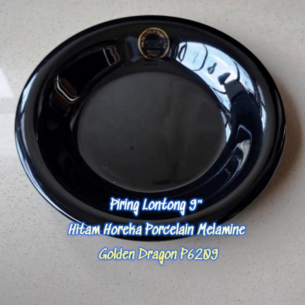 Piring Lontong 9" Hitam Horeka Melamine - Golden Dragon P6209