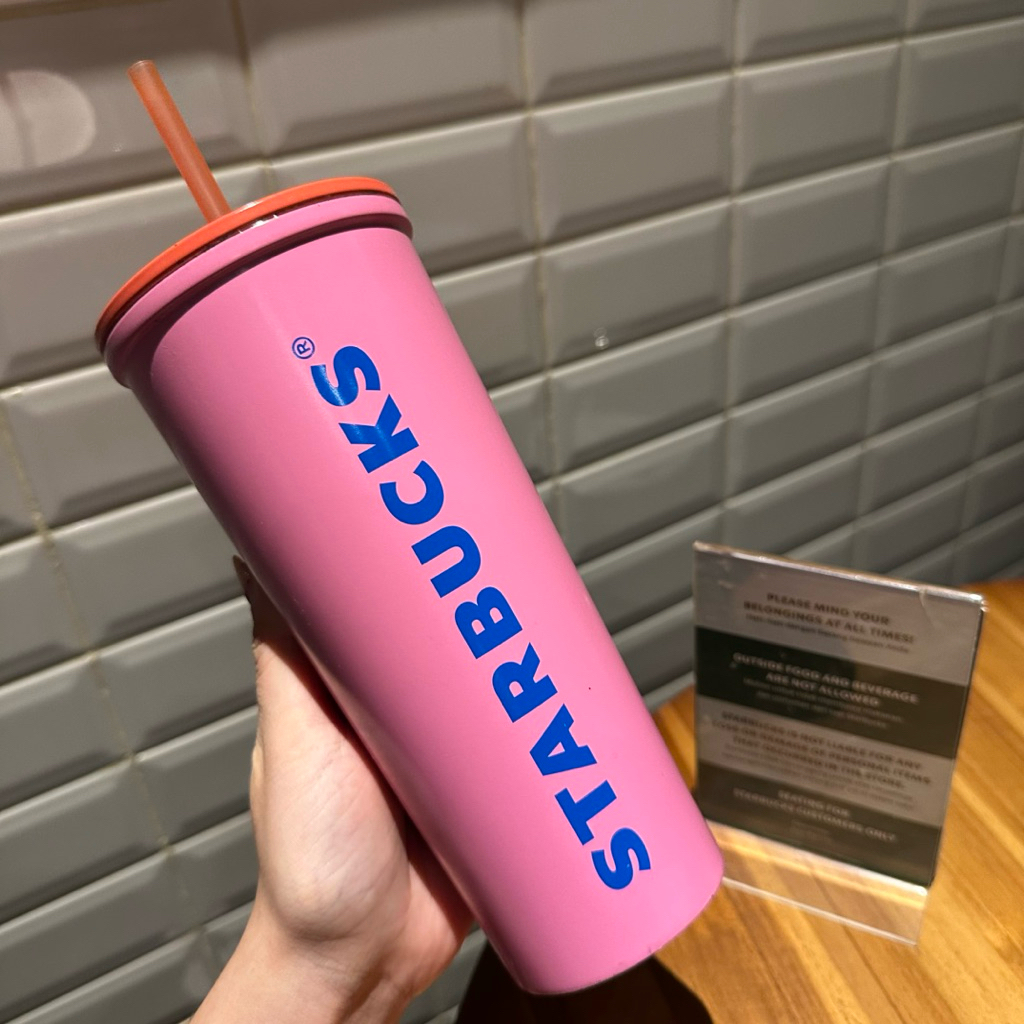 Preloved Tumbler Starbucks Pink Letter Summer 2018 Edition Stainless Steel Original