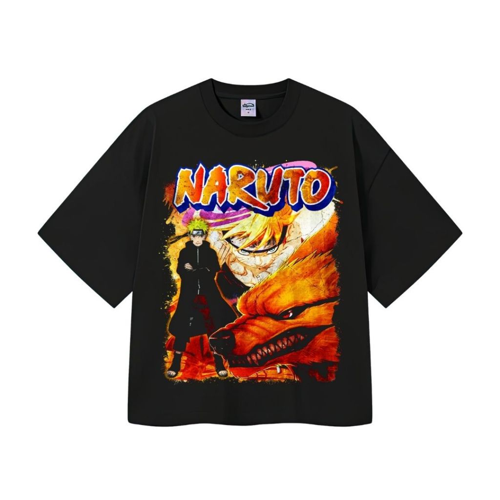 Kaos Oversize Naruto | Black | White | Hitam | Putih | Kaos Oversize | Vintage | Atasan
