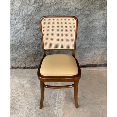 kursi kevin retro rotan kayu jati / kursi makan rotan kayu jati minimalis / kursi cafe jok busa