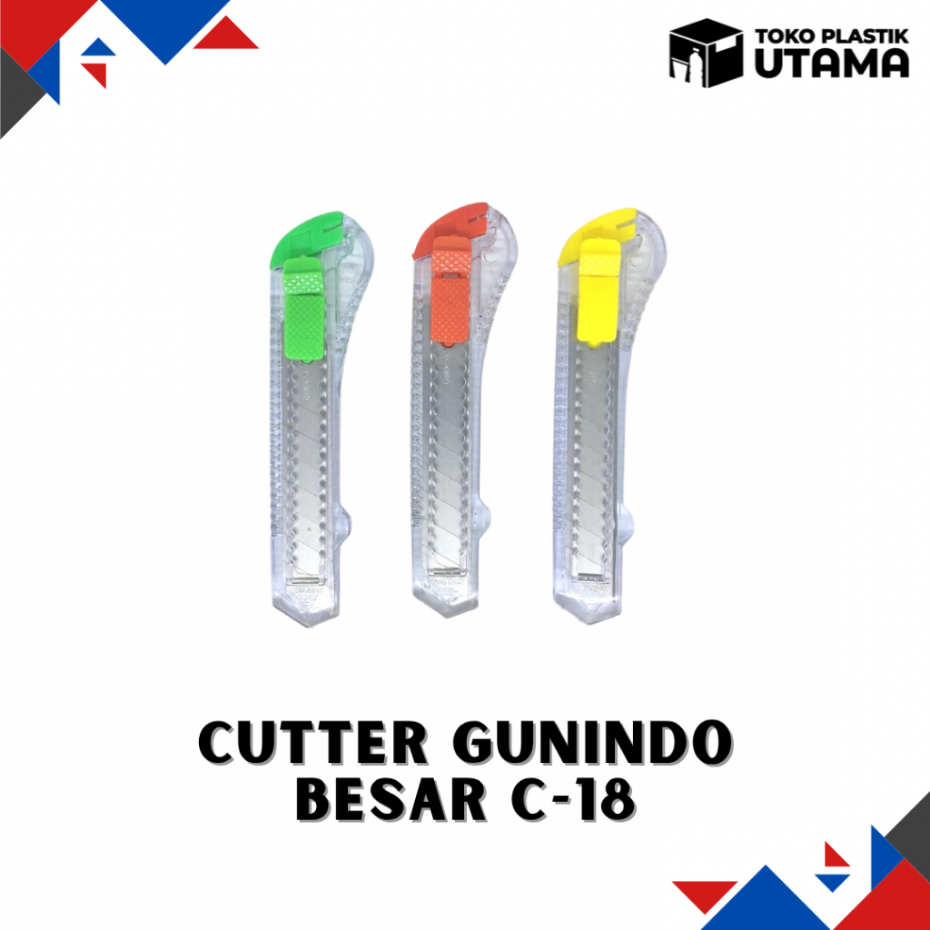 Cutter Kater Pisau Pemotong Kertas Besar Gunindo C-18 Mata Silet L-150 & Cutter Kater Pisau Pemotong