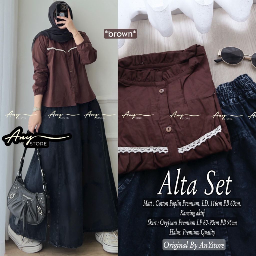 Alta Yeolin Bianca Set setelan Atasan cotton poplin premium dan rok panjang oryjeans premium outfit 