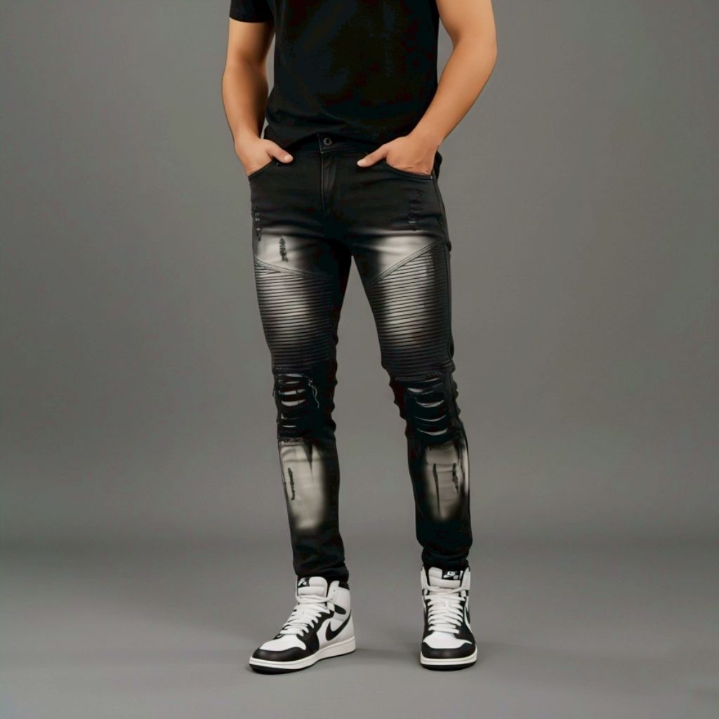 Celana pria jeans terlaris Bikers  Sobek ripped