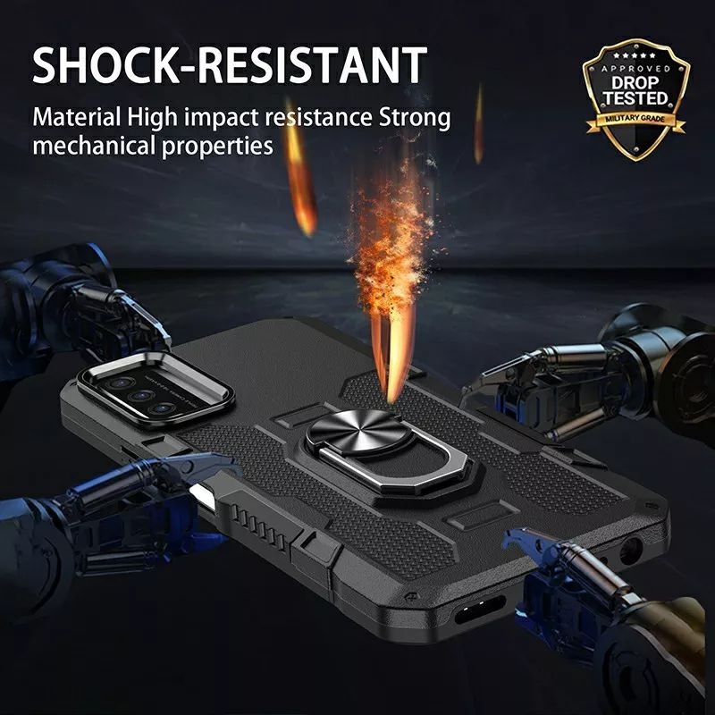 NEW Casing Hp Untuk SAMSUNG A12  M12 Hard Case Ring Armor Robot Case Kickstand Hybrid Ring Holder