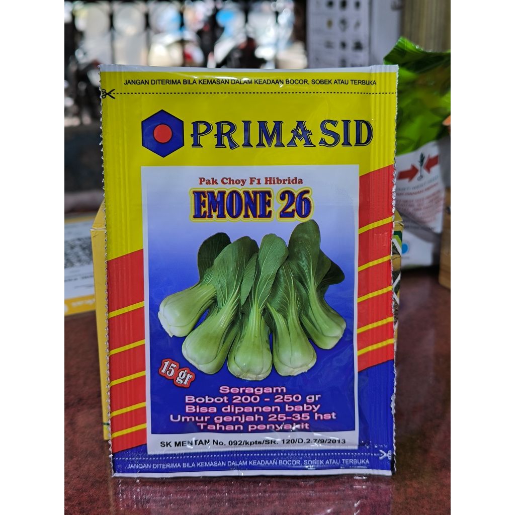 Benih bibit sawi botol pakcoy EMONE cap Primasid kemasan 15gr