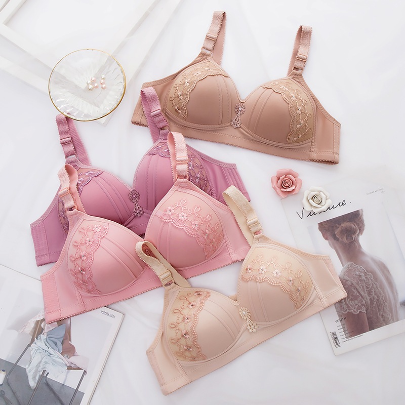 Bra Wanita Busa Tebal Motif Renda Cup Besar Bh Elastis dan Nyaman