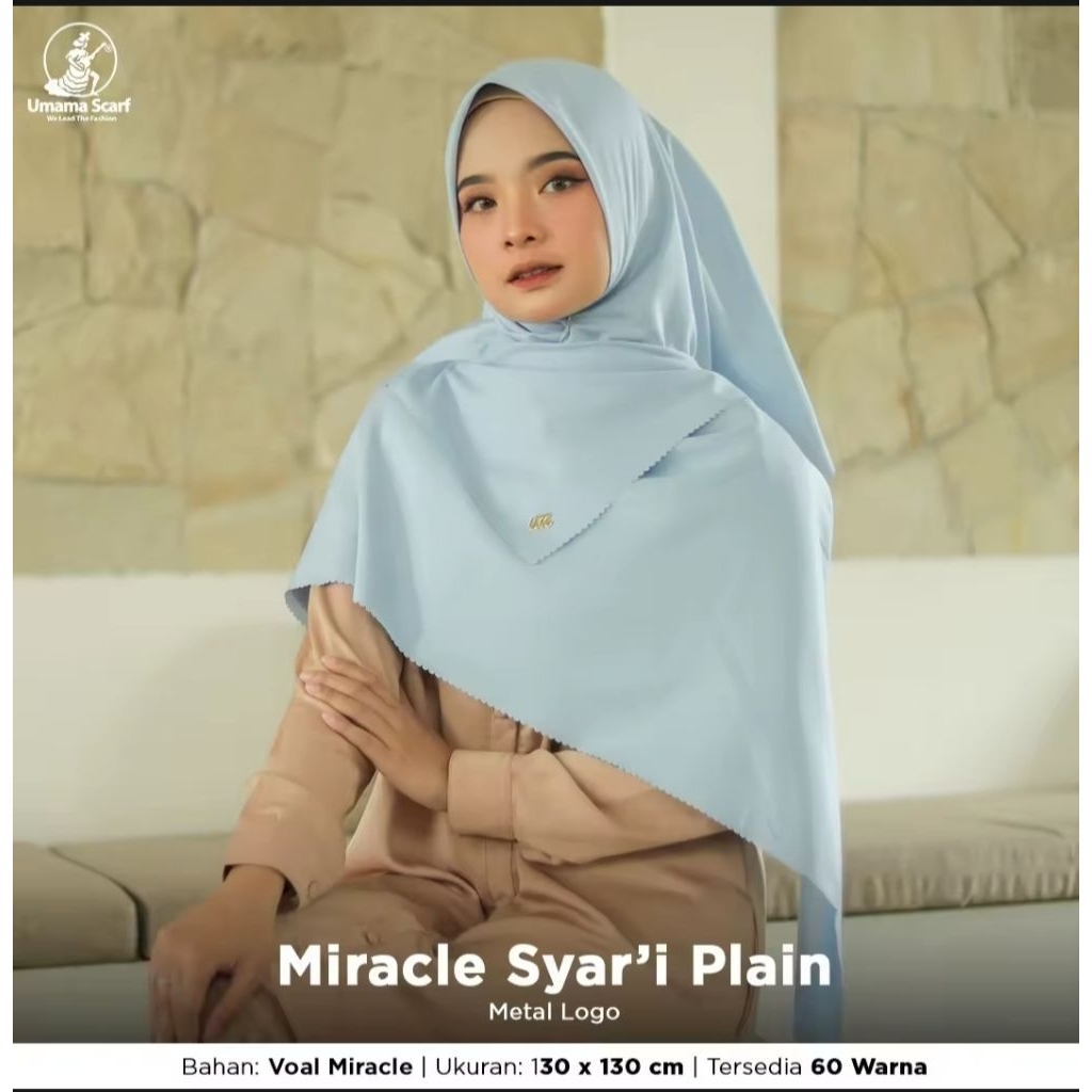 Jilbab Umama Scarf Voal Miracle Plain Syari Metal Logo Kerudung Segi Empat Premium Jumbo Hijab Polos