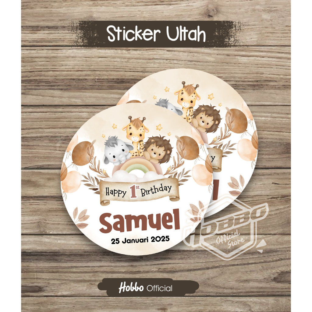 6 cm - Stiker Ulang Tahun Anak - Snack Ultah - Sticker Nasi bento, Mika, Tumpeng - Custom Karakter &