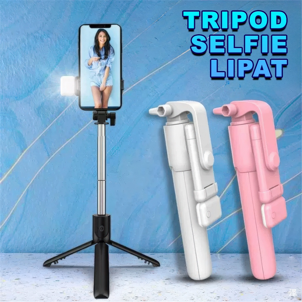 Tripod Tongsis Selfie Stick Tripod Dengan Lampu LED Tongsis HP Control Remote Bluetooth GX-1
