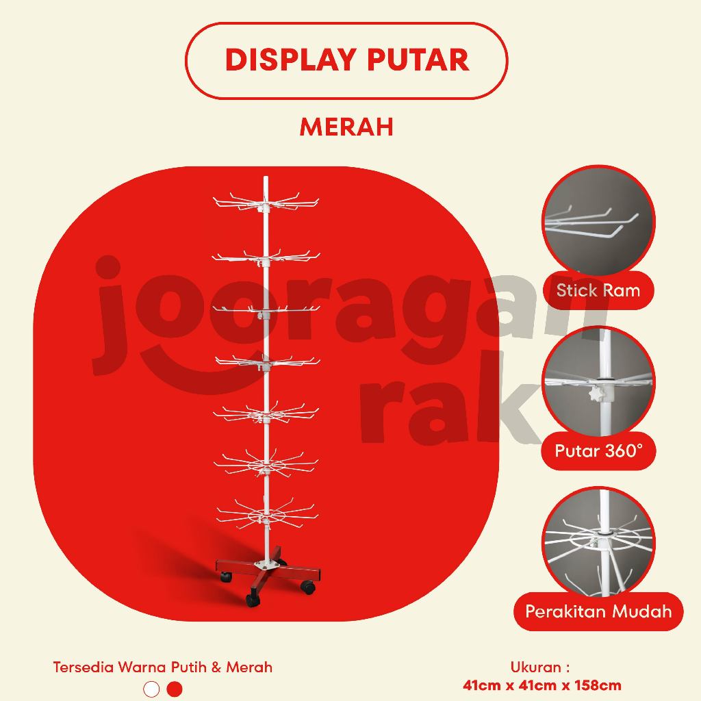 7 SUSUN RAK DISPLAY MATAHARI PUTAR GANTUNGAN TIANG AKSESORIS PAJANGAN HANGER BESI | MELODY/MARGO