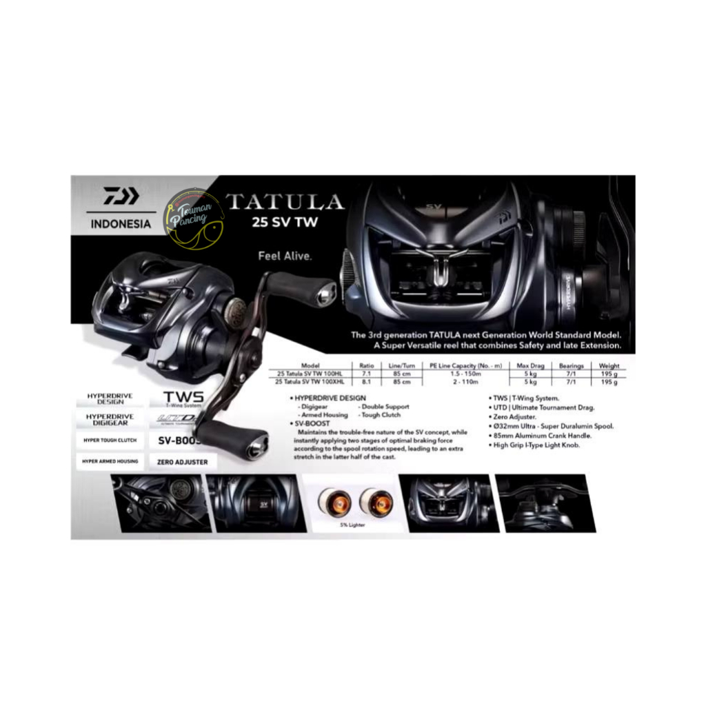 Reel Baitcasting Daiwa Tatula 25 SV TW 100HL / 100XHL – HYPERDRIVE DESIGN | SV-BOOST | 7+1 BB