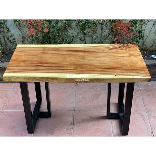 Meja Cafe Kayu Trembesi Kaki Besi Furniture Minimalis