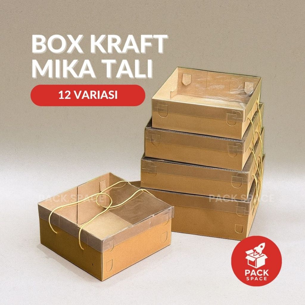 Box Kraft Mika Tali Untuk Kotak Jinjing Kue Cake Roti Box Nasi Hampers dll